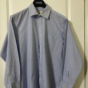 Michael Kors Mens Large Shirt Button Down Casual Long Sleeve 100% Cotton Blue